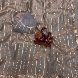 Space Silk Stroke Sarees with gold sequence