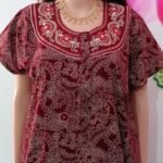 Pure Cotton Embroidery Front Open Nighty