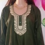 Mixed Cotton Plain Embroidery Neck Nighty